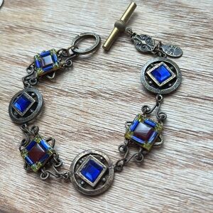 Ann Egan Vintage Vibrant Blue Stone Toggle Bracelet